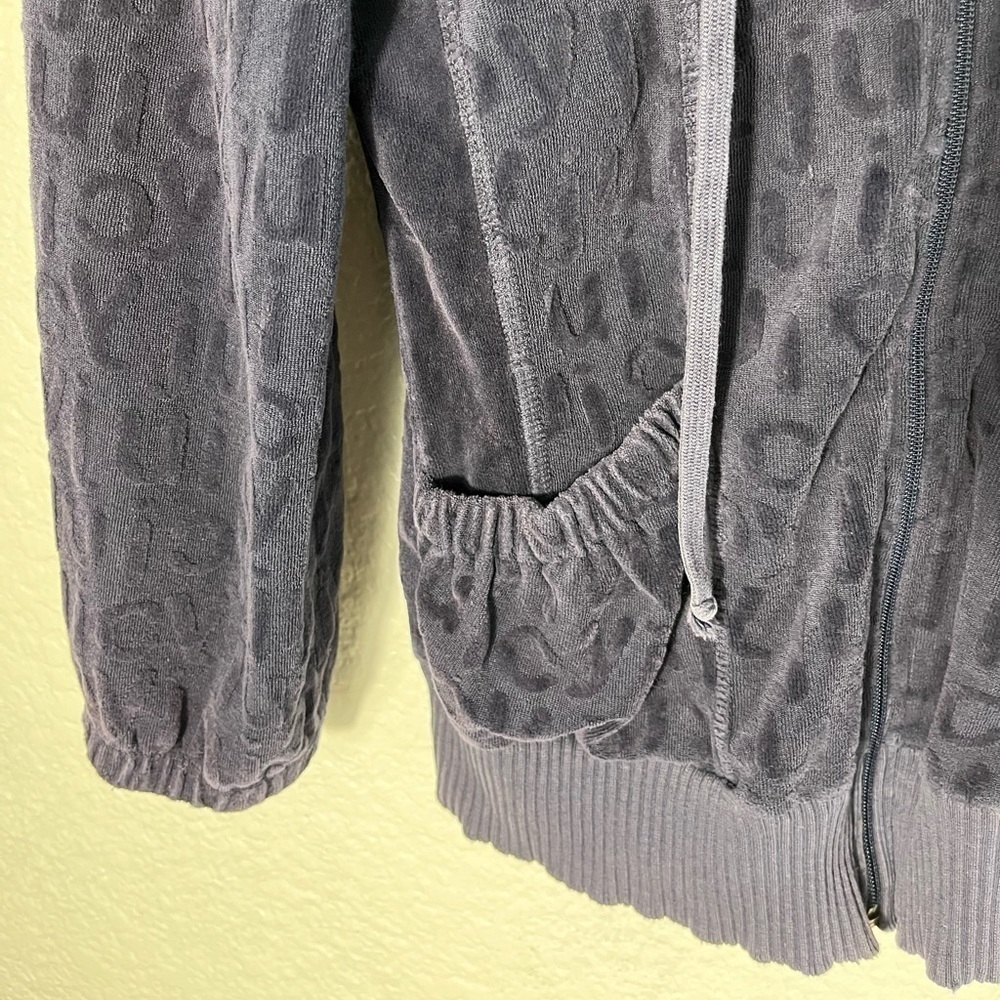VINTAGE Juicy Couture 90s Y2K Velour Jacket Full Zip Juicy All Over Medium Blue - Picture 7 of 8